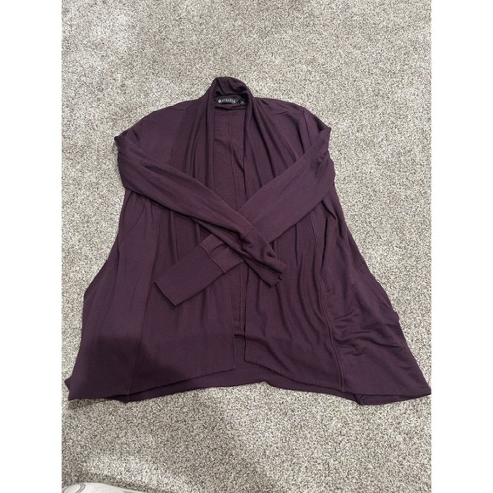 Athleta XS Purple Cardigan Sweater Open Front Thumbholes - Picture 3 of 9